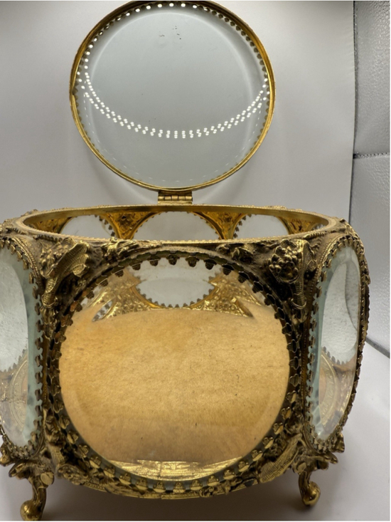 Unbranded Other - Vintage Ormolu 5 Sided Jewelry Casket Beveled Glass Trinket Box